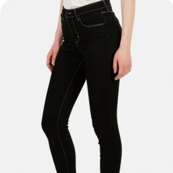 L'AGENCE Margot Skinny Jeans in Noir Black High Rise Stretch Denim Size 26 - Picture 3 of 10